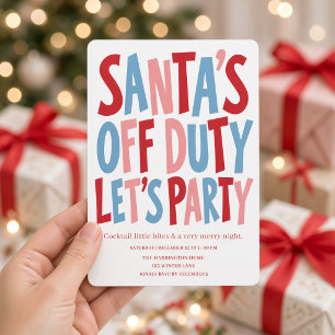 Santa’s Off Duty Colourful Christmas Cocktail Part Invitation