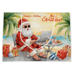 Santa’s Online Computer Lovers Merry Christmas! Large Gift Bag