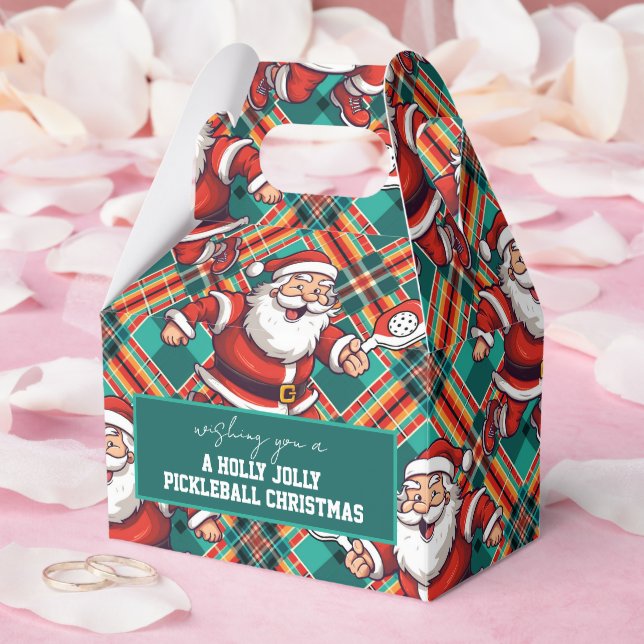 Santa’s Pickleball Plaid  Favour Box (Wedding)