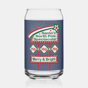 Santa’s Retro Marquee – Ho Ho Ho Merry & Bright Can Glass