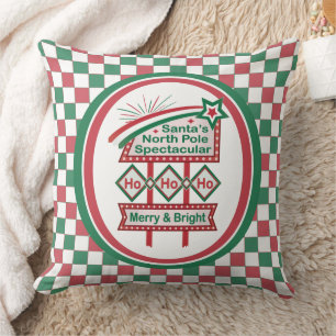 Santa’s Retro Marquee – Ho Ho Ho Merry & Bright Cushion