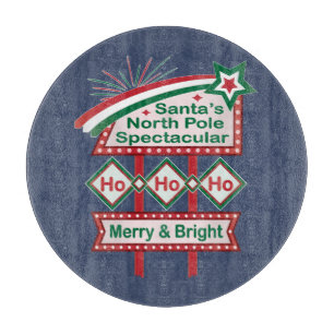 Santa’s Retro Marquee – Ho Ho Ho Merry & Bright Cutting Board
