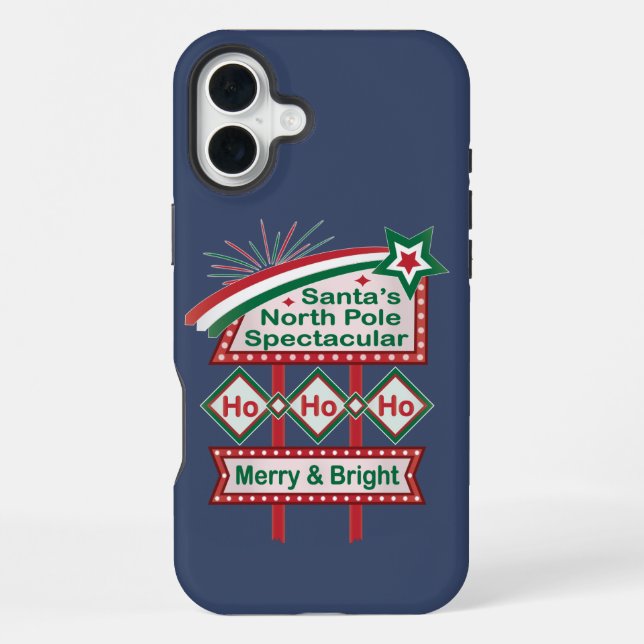 Santa’s Retro Marquee – Ho Ho Ho Merry & Bright iPhone Case (Back)