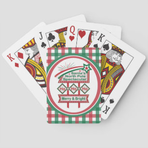 Santa’s Retro Marquee – Ho Ho Ho Merry & Bright Playing Cards