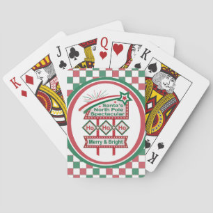 Santa’s Retro Marquee – Ho Ho Ho Merry & Bright Playing Cards