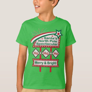 Santa’s Retro Marquee – Ho Ho Ho Merry & Bright T-Shirt