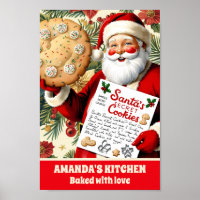 Santa’s Secret Cookie Recipe Vintage Style Print