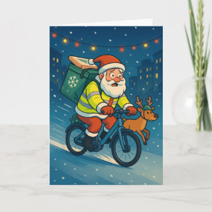 Santa’s Side Hustle: Food Delivery Mode Holiday Card