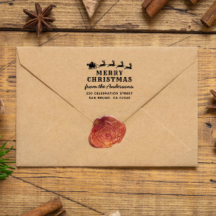 Santa’s Sledge Merry Christmas Return Address Self-inking Stamp