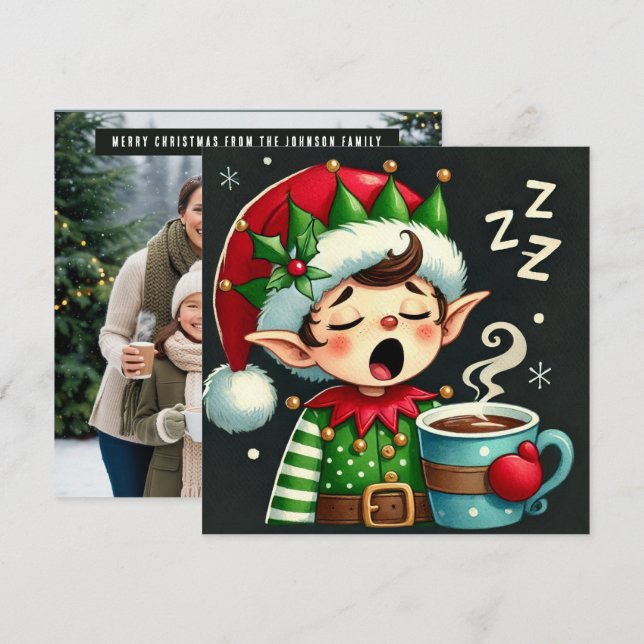 Santa’s Sleepy Helper Holiday Card (Front/Back)