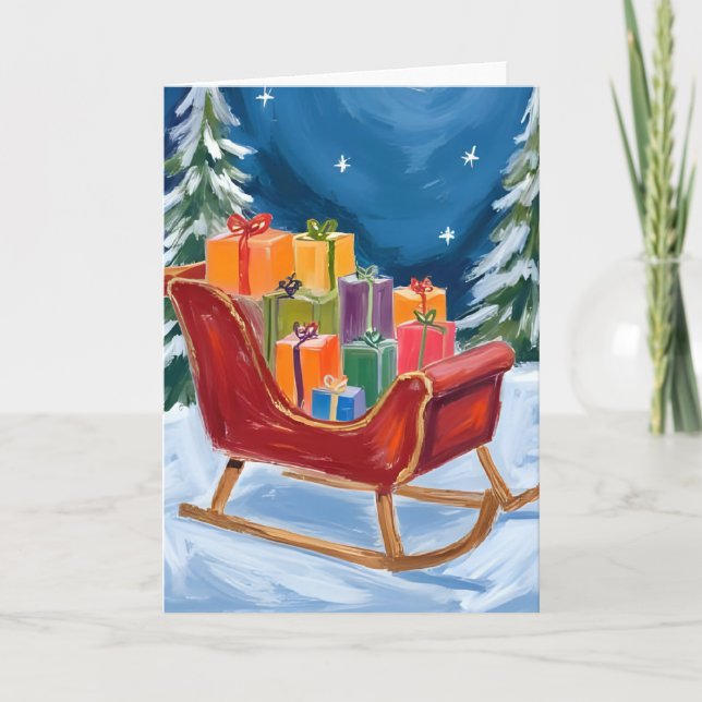 Santa’s Sleigh Merry Christmas  Card (Front)