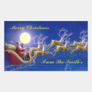 Santa’s Sleigh Rectangular Sticker