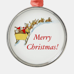 Santa`s Sleigh Ride Metal Tree Decoration