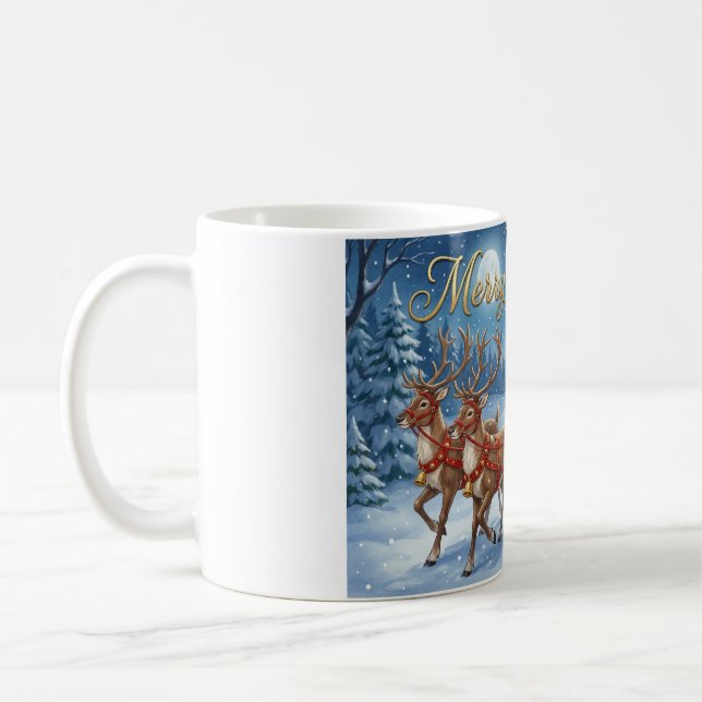 Santa’s Snowy Sleigh Ride Coffee Mug (Left)