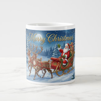 Santa’s Snowy Sleigh Ride Large Coffee Mug