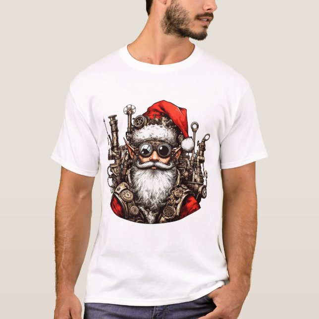 Santa’s Steampunk Elf – Ready for Action! T-Shirt (Front)