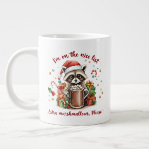 Santa’s Sweet Raccoon Treat  Large Coffee Mug