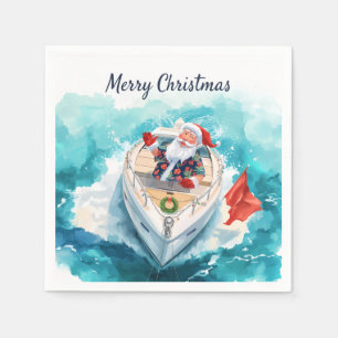 Santa Sailing – Tropical Christmas by the Sea Napkin