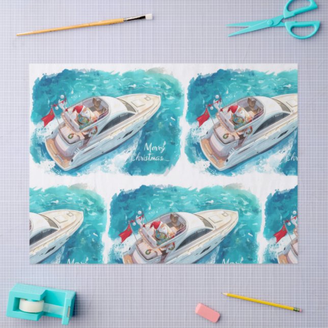 Santa Sailing – Tropical Christmas by the Sea Tissue Paper (Craft)