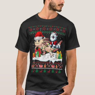 Santa Samoyed Riding Axolotl Christmas Sweater Lov
