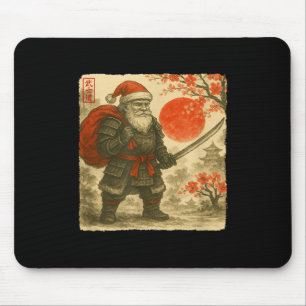 Santa Samurai Japanese Warrior Costume Sumi-e Art Mouse Pad