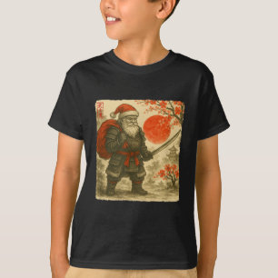 Santa Samurai Japanese Warrior Costume Sumi-e Art  T-Shirt