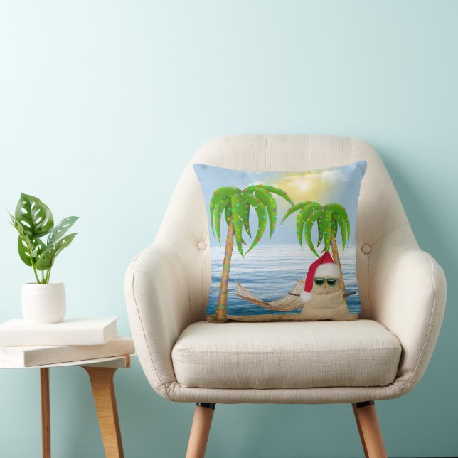 Santa Sandman With Christmas Palm Trees Cushion (Chair)