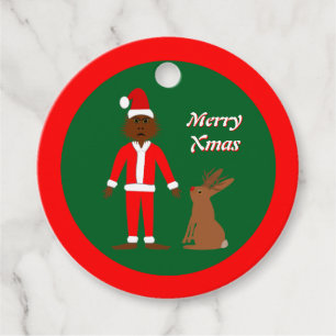 Santa Sasquatch and Jackalope Christmas Custom Favour Tags