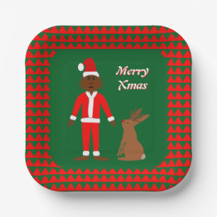 Santa Sasquatch and Jackalope Christmas Custom Paper Plate