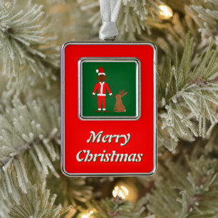 Santa Sasquatch and Jackalope Christmas Custom Silver Plated Framed Ornament