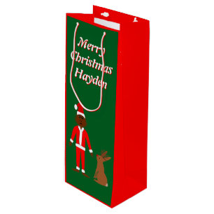 Santa Sasquatch and Jackalope Christmas Custom Wine Gift Bag