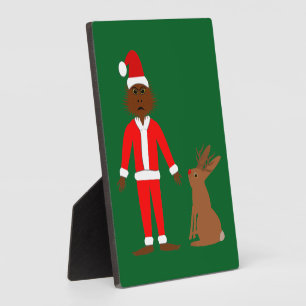 Santa Sasquatch and Jackalope Christmas Plaque