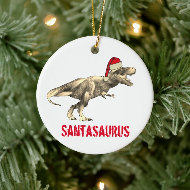 Santa saurus Christmas Dinosaur Scary T Rex Elf Ceramic Tree Decoration (Tree)
