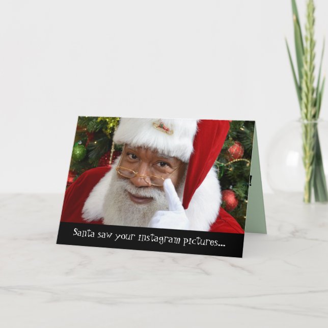 Santa Saw Your Instagram Pictures Christmas Card (Front)