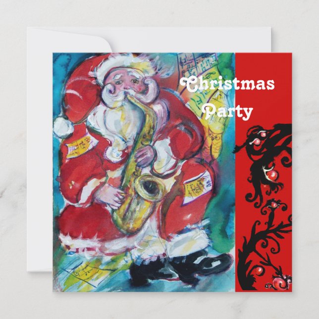SANTA & SAX, CHRISTMAS PARTY INVITATION (Front)