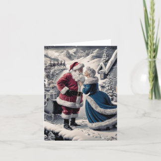Santa saying farewell to Mrs Claus - Blank Card