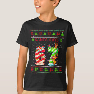 Santa Says 67 Candy Cane Christmas 6 7 Meme Gen Z T-Shirt