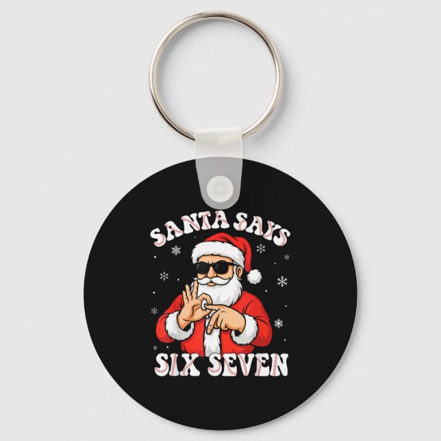 Santa Says 6 7 Six Seven Meme Baseball Number 67 G Key Ring (Front)