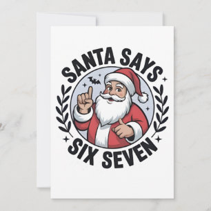 Santa Says Six Seven 67 Santa Christmas Xmas Thank You Card
