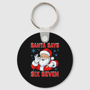 Santa Says Six Seven Funny Gen Z Christmas Gag Bra Key Ring