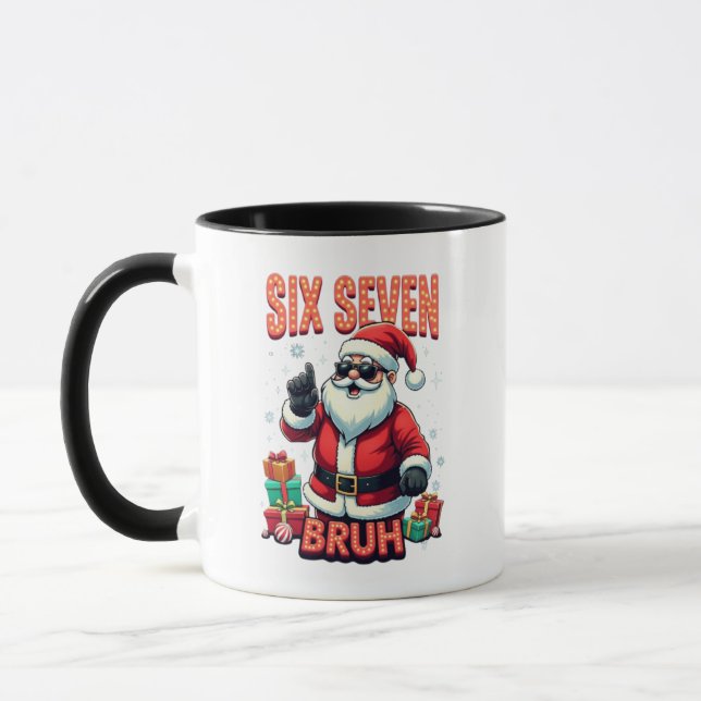 🎅Santa Says Six Seven Meme Funny Santa Holding  Mug (Left)