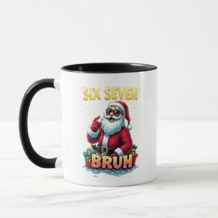 🎅Santa Says Six Seven Meme Funny Santa Holding  Mug