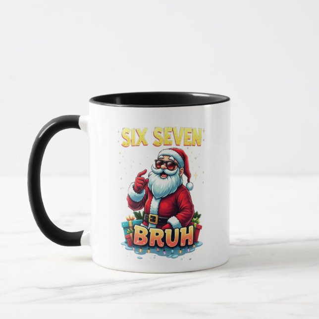 🎅Santa Says Six Seven Meme Funny Santa Holding  Mug (Left)