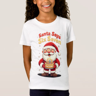 🎅Santa Says Six Seven Meme – Funny Santa Holding  T-Shirt