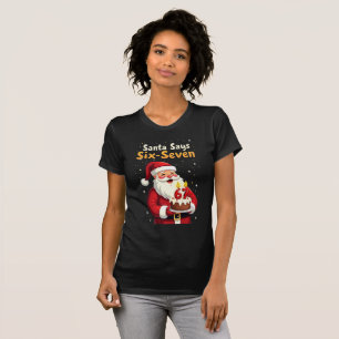 🎅Santa Says Six Seven Meme – Funny Santa Holding  T-Shirt