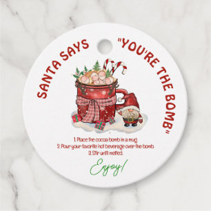 Santa Says You're the Bomb Hot Cocoa Christmas Favour Tags
