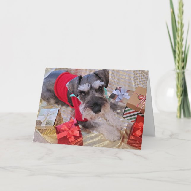 Santa Schnauzer Christmas Card (Front)