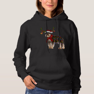 Santa Schnauzer reindeer Light Christmas Hoodie