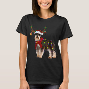Santa Schnauzer reindeer Light Christmas T-Shirt