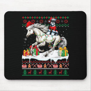 Santa Schnauzer Riding Horse Christmas Sweater Lov Mouse Pad
